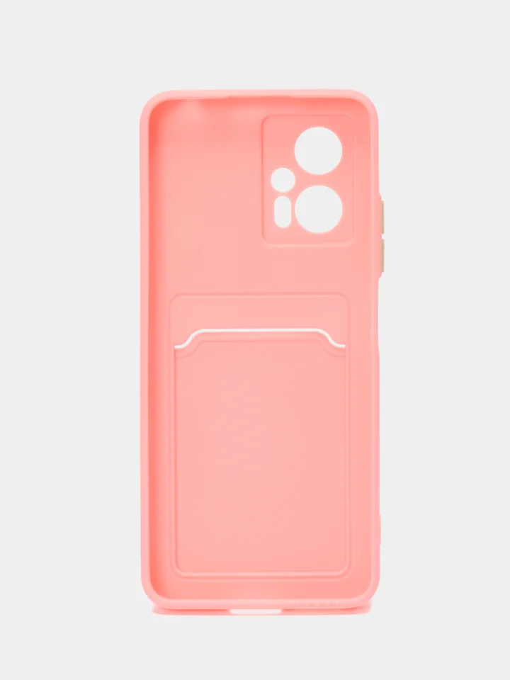 Розовый силиконовый чехол Xiaomi POCO X4 GT (Сяоми Поко Х4 ГТ), с карманом для карт, прозрачный