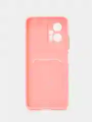 Розовый силиконовый чехол Xiaomi POCO X4 GT (Сяоми Поко Х4 ГТ), с карманом для карт, прозрачный
