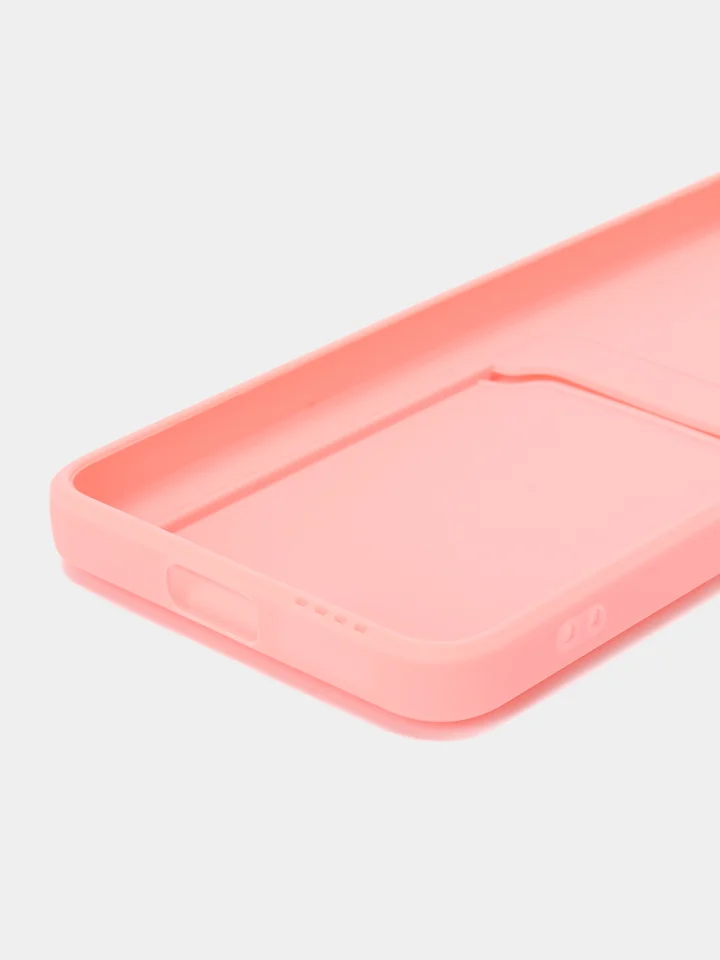 Розовый силиконовый чехол Xiaomi POCO X4 GT (Сяоми Поко Х4 ГТ), с карманом для карт, прозрачный