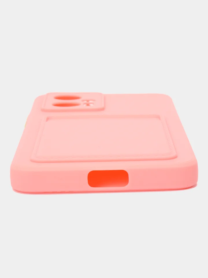 Розовый силиконовый чехол Xiaomi POCO X4 GT (Сяоми Поко Х4 ГТ), с карманом для карт, прозрачный