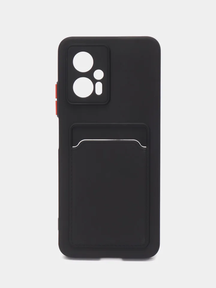 Черный силиконовый чехол Xiaomi POCO X4 GT (Сяоми Поко Х4 ГТ), с карманом для карт, прозрачный