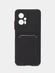Черный силиконовый чехол Xiaomi POCO X4 GT (Сяоми Поко Х4 ГТ), с карманом для карт, прозрачный