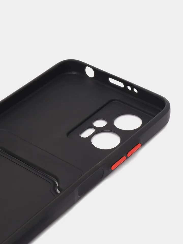 Черный силиконовый чехол Xiaomi POCO X4 GT (Сяоми Поко Х4 ГТ), с карманом для карт, прозрачный
