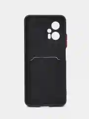 Черный силиконовый чехол Xiaomi POCO X4 GT (Сяоми Поко Х4 ГТ), с карманом для карт, прозрачный