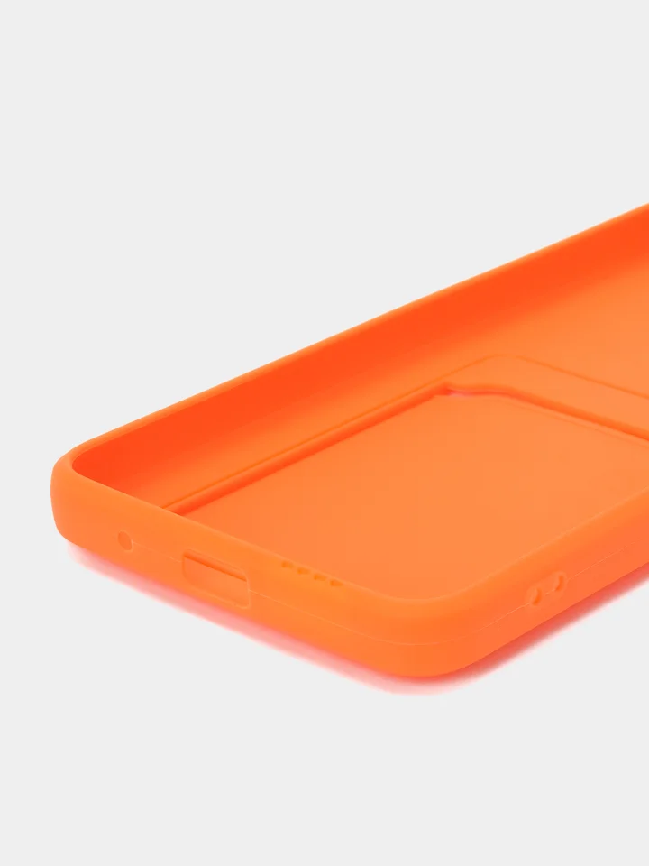 Оранжевый силиконовый чехол для Xiaomi Poco M3 Redmi 9T (Сяоми Поко М3 Редми 9Т), с карманом для карт