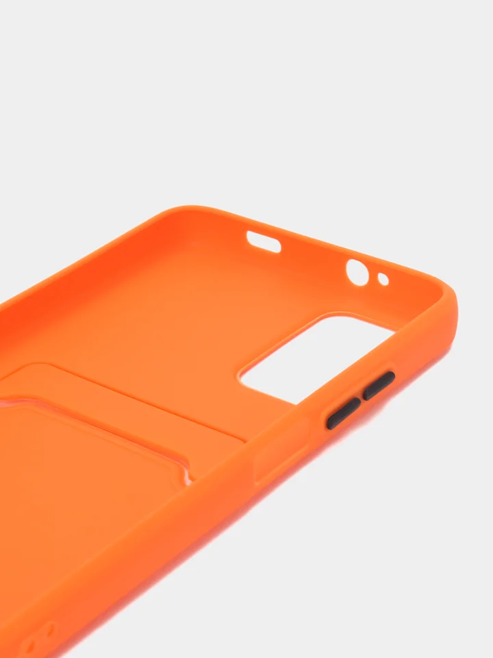 Оранжевый силиконовый чехол для Xiaomi Poco M3 Redmi 9T (Сяоми Поко М3 Редми 9Т), с карманом для карт
