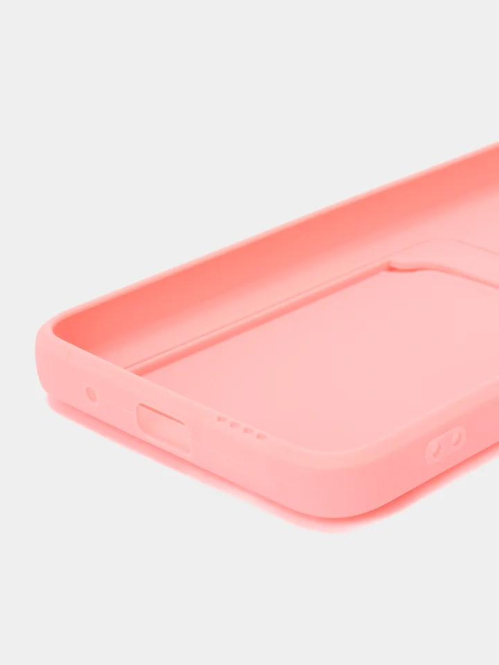 Розовый силиконовый чехол для Xiaomi Poco M3 Redmi 9T (Сяоми Поко М3 Редми 9Т), с карманом для карт