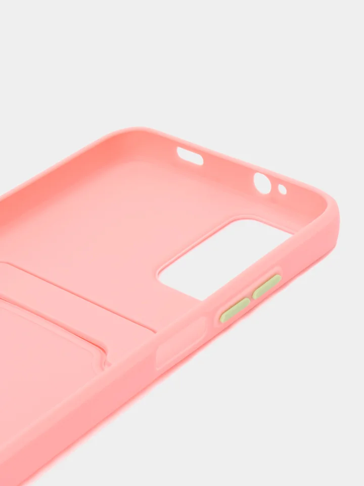 Розовый силиконовый чехол для Xiaomi Poco M3 Redmi 9T (Сяоми Поко М3 Редми 9Т), с карманом для карт