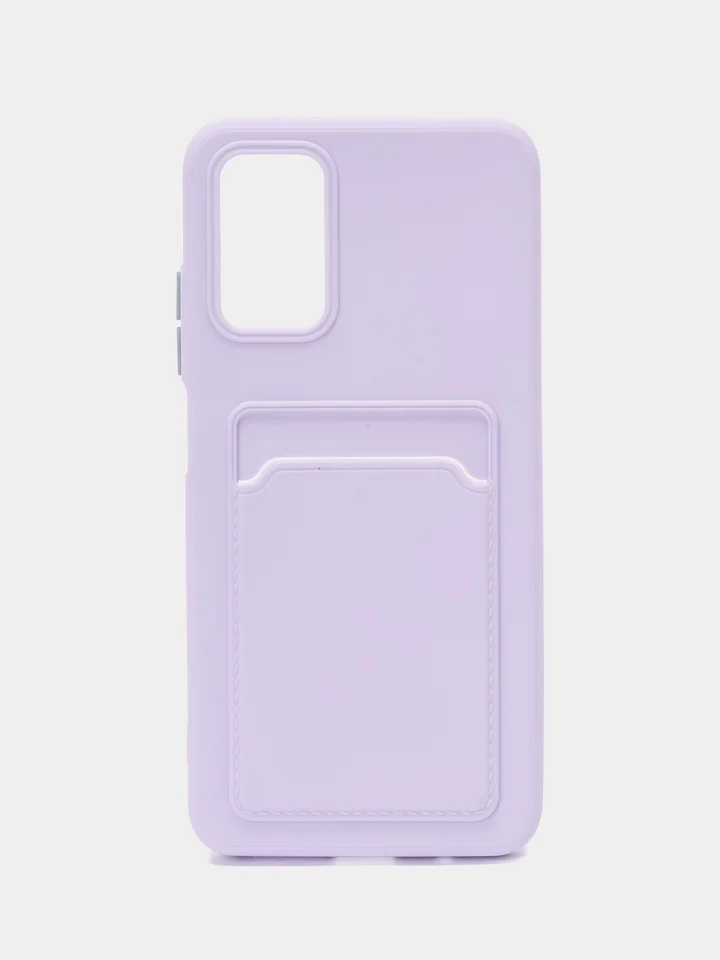 Сиреневый силиконовый чехол для Xiaomi Poco M3 Redmi 9T (Сяоми Поко М3 Редми 9Т), с карманом для карт