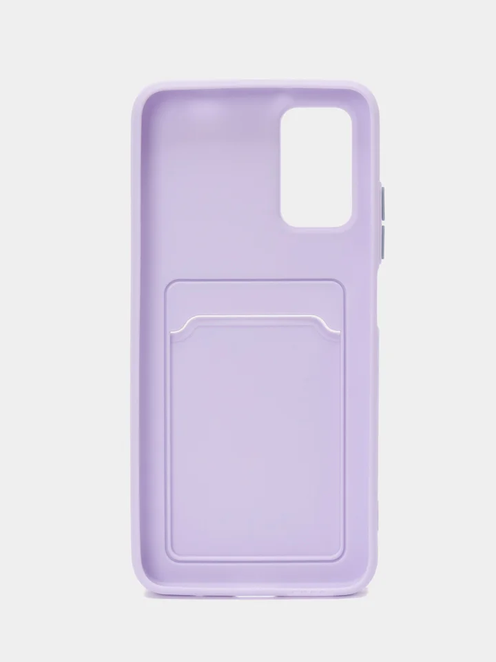 Сиреневый силиконовый чехол для Xiaomi Poco M3 Redmi 9T (Сяоми Поко М3 Редми 9Т), с карманом для карт