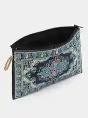 Морской косметичка, кошелек-монетница, ключница на молнии с турецким орнаментом, 10 см х 15 см