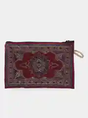 Бордовый косметичка, кошелек-монетница, ключница на молнии с турецким орнаментом, 10 см х 15 см
