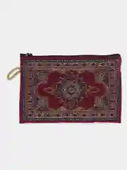 Бордовый косметичка, кошелек-монетница, ключница на молнии с турецким орнаментом, 10 см х 15 см