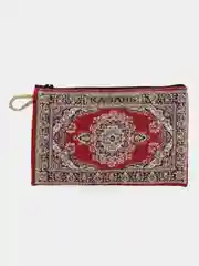 Красный косметичка, кошелек-монетница, ключница на молнии с турецким орнаментом, 10 см х 15 см