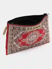 Красный косметичка, кошелек-монетница, ключница на молнии с турецким орнаментом, 10 см х 15 см