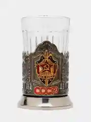Подстаканник со стаканом "Кольчугинский мельхиор" в ассортименте тематика СССР