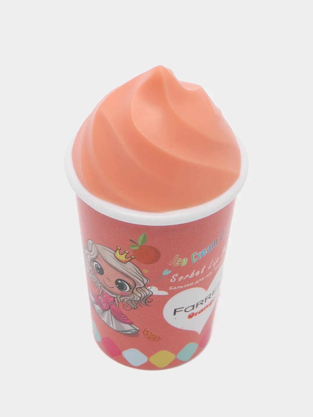 Оранжевый бальзам для губ "Мороженое", 7 х 3,5 х 3 см