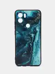 Тёмно-бирюзовый чехол для Xiaomi Redmi A1+/A2+/Poco C51 (Сяоми Редми А1 Плюс), с принтом