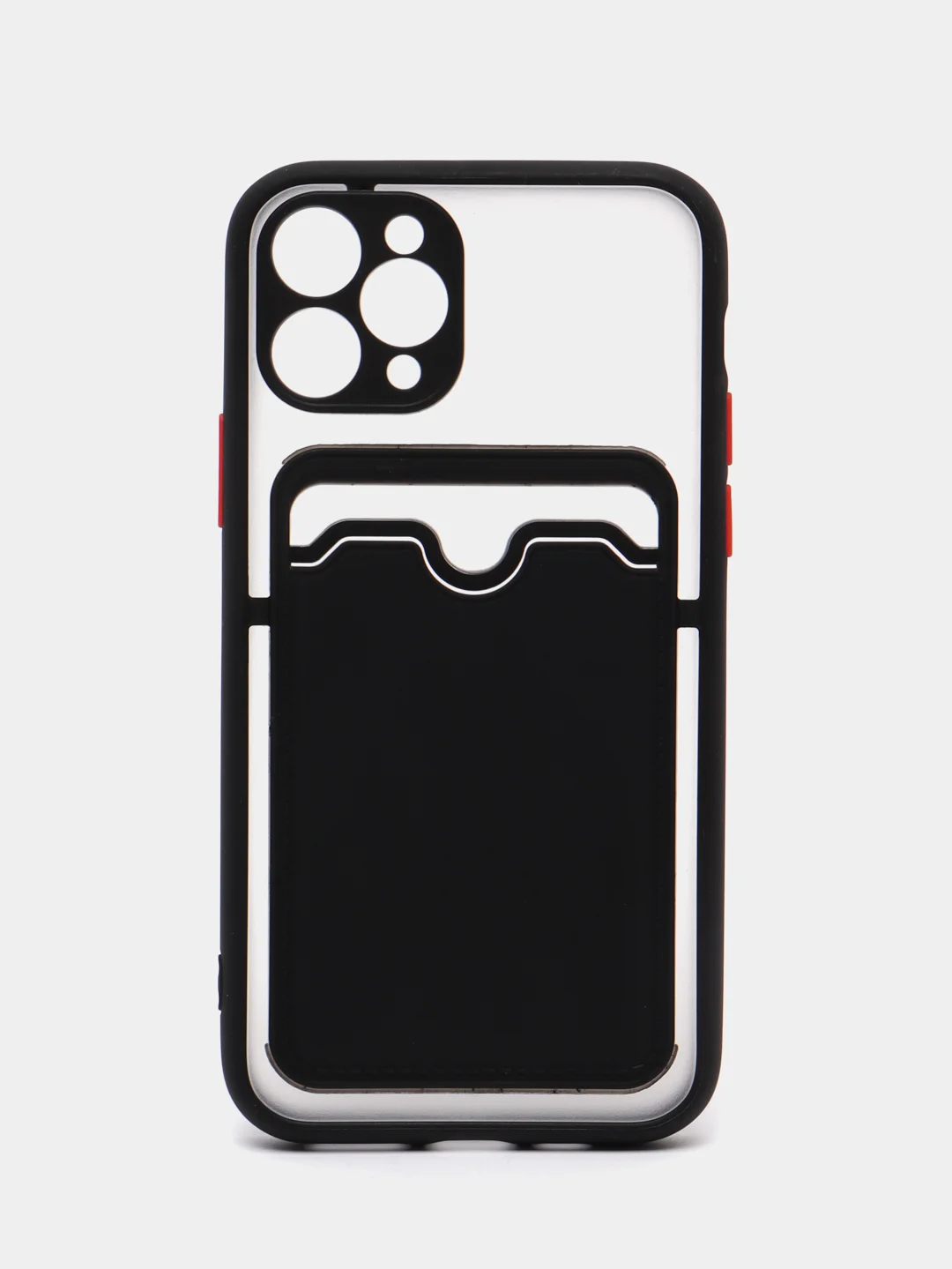 Черный чехол на iPhone XR, X, XS, 11, 12, 12Pro, 13, 13 Pro, с карманом для карт