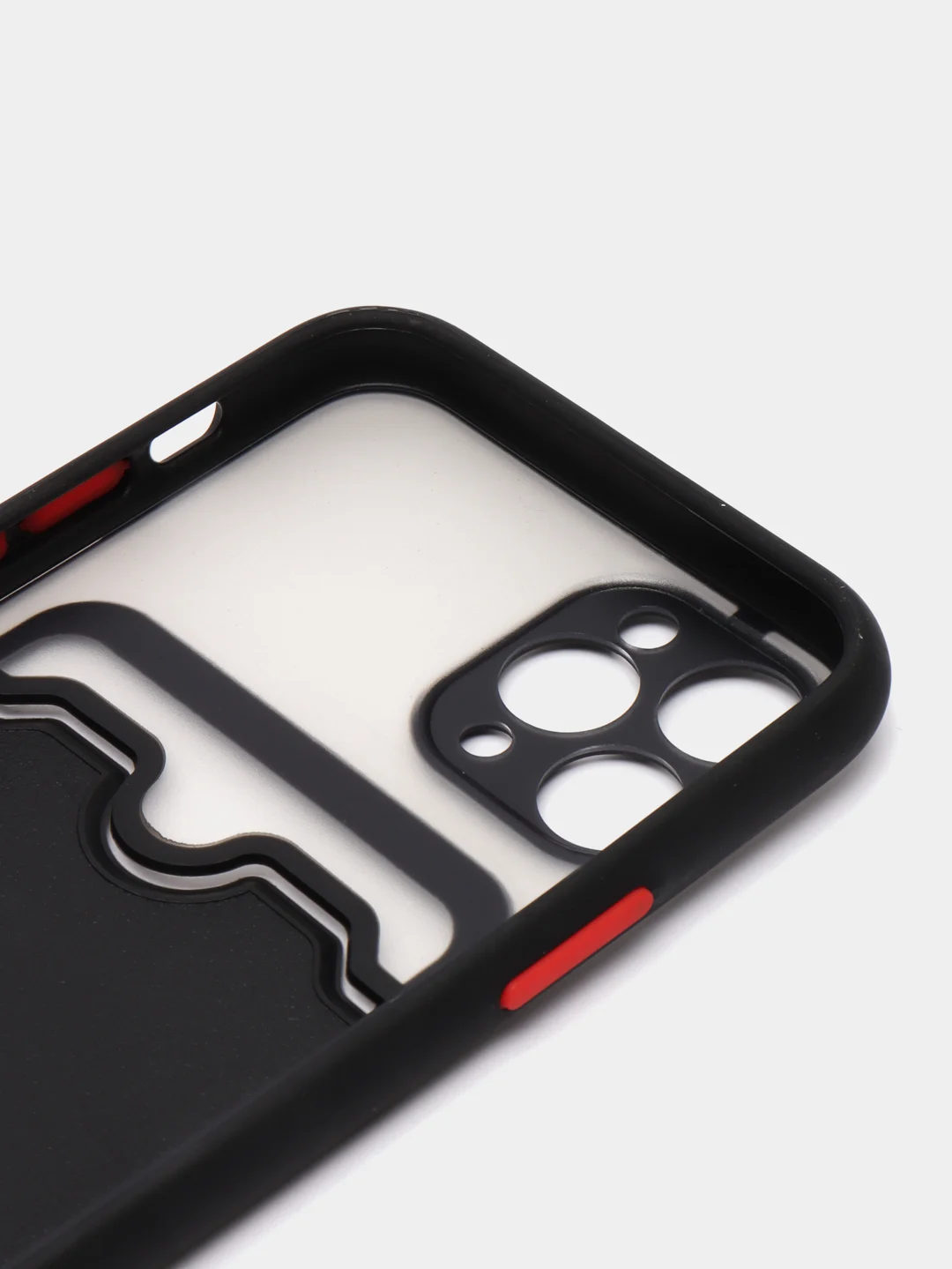 Черный чехол на iPhone XR, X, XS, 11, 12, 12Pro, 13, 13 Pro, с карманом для карт