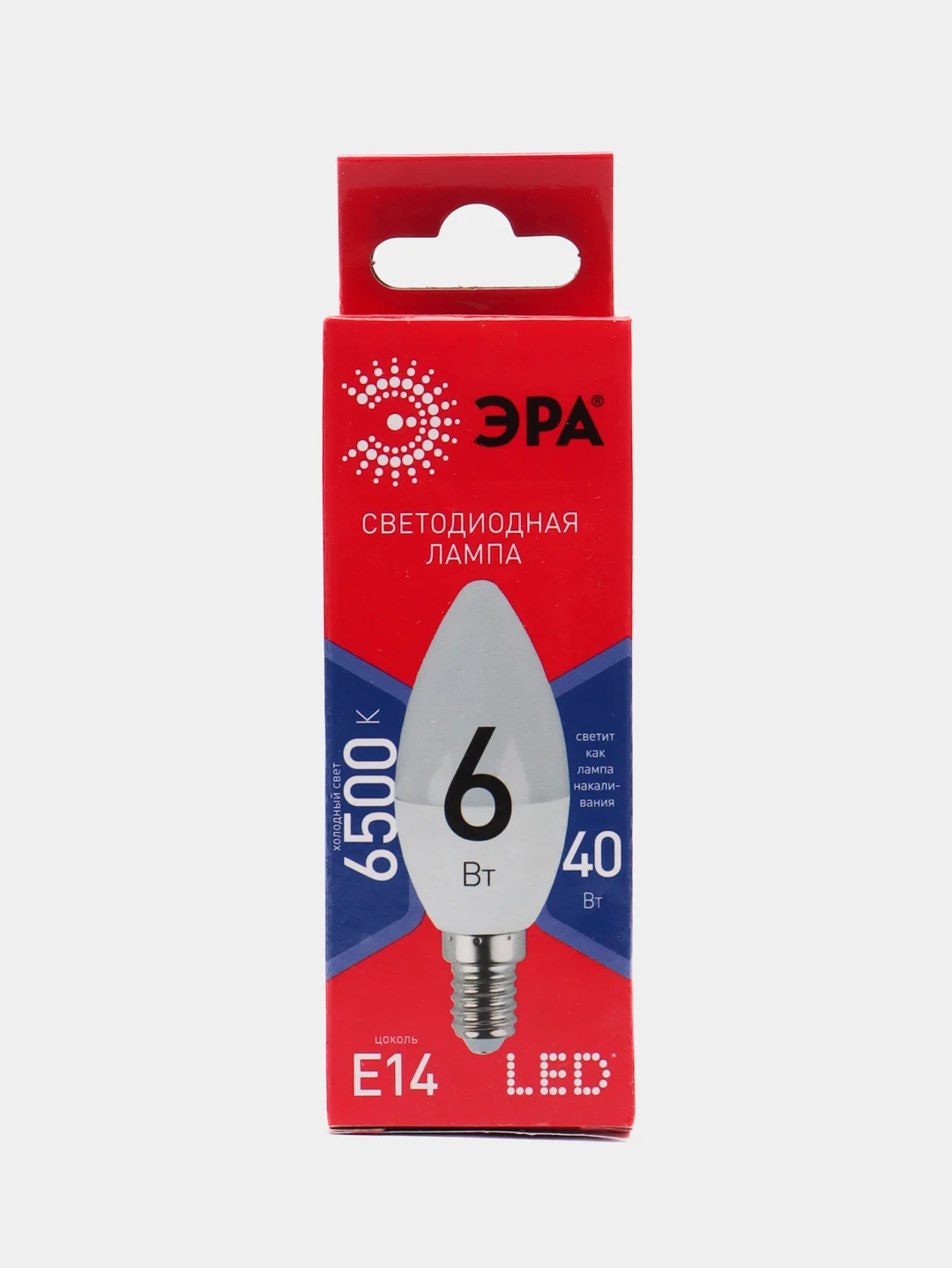 Лампа светодиодная LED ЭРА (диод, свеча, 6Вт, хол 6500 К, E14)