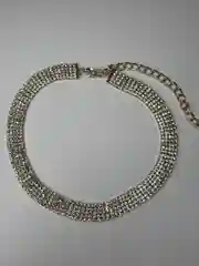 Серебряный чокер на шею 5 рядов камней