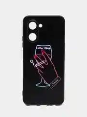 Голубой силиконовый чехол для Realme C33, с принтом, с рисунком (Реалми С33)