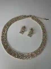 Серебряный набор чокер и серьги из камней 4 ряда