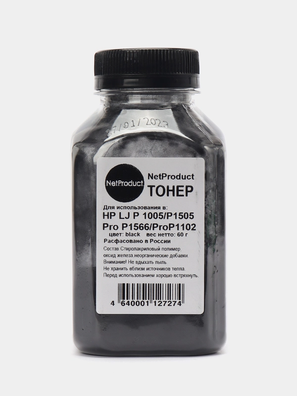 Тонер NetProduct для HP LJ P1005/P1505/ProP1566/ProP1102, Bk, 60 г, банка