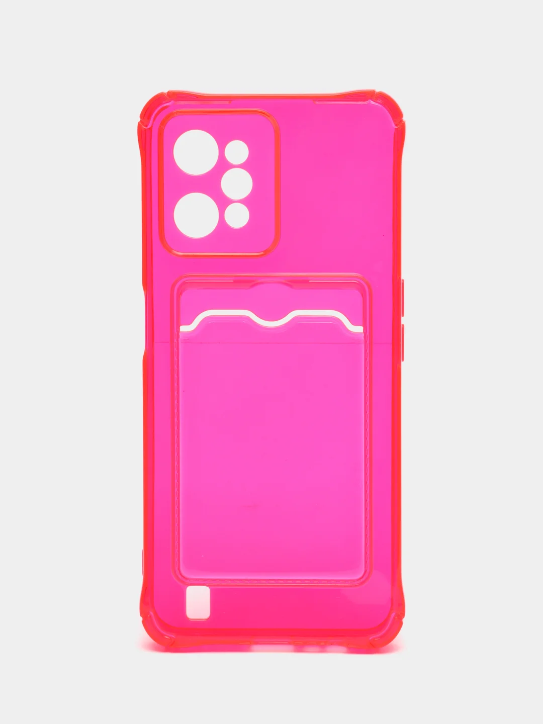 Красный силиконовый чехол для Realme C31 (Реалми С31), с карманом для карт, прозрачный