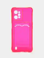 Красный силиконовый чехол для Realme C31 (Реалми С31), с карманом для карт, прозрачный