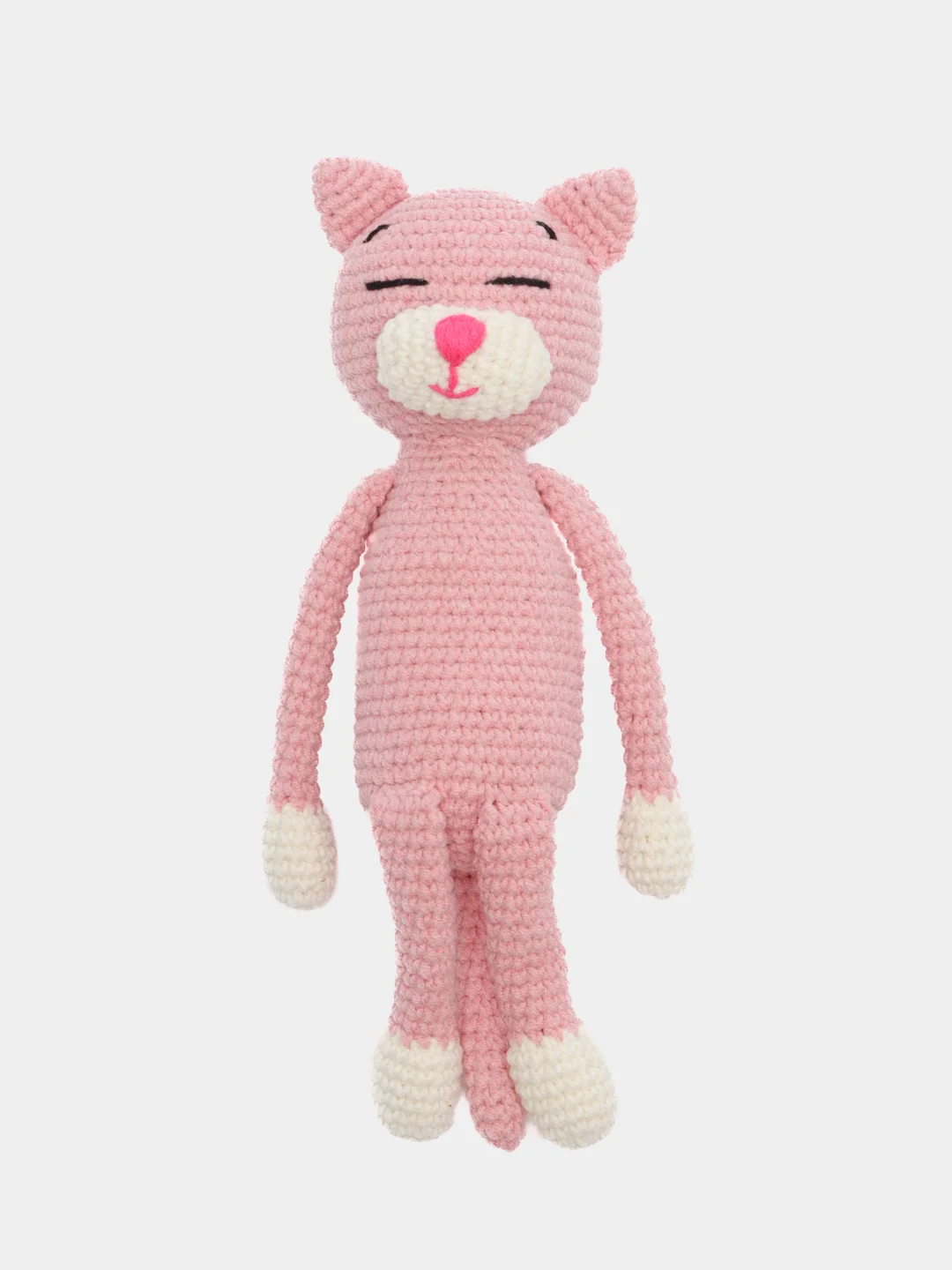 Розовый вязаный игрушка Котик Амигуруми