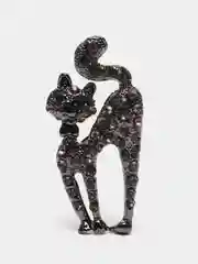 Черный брошь со стразами "Кошка", 2 цвета