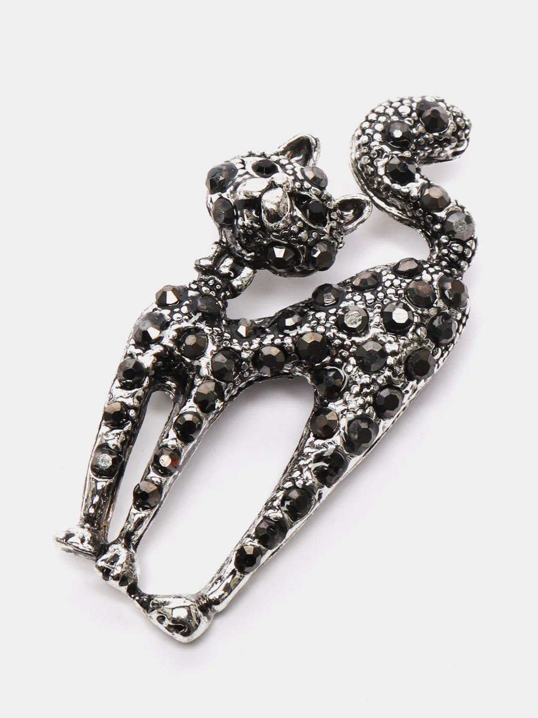 Серебряный брошь со стразами "Кошка", 2 цвета