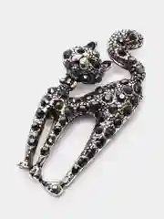Серебряный брошь со стразами "Кошка", 2 цвета