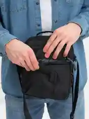 Черный сумка мужская текстильная, на плечо