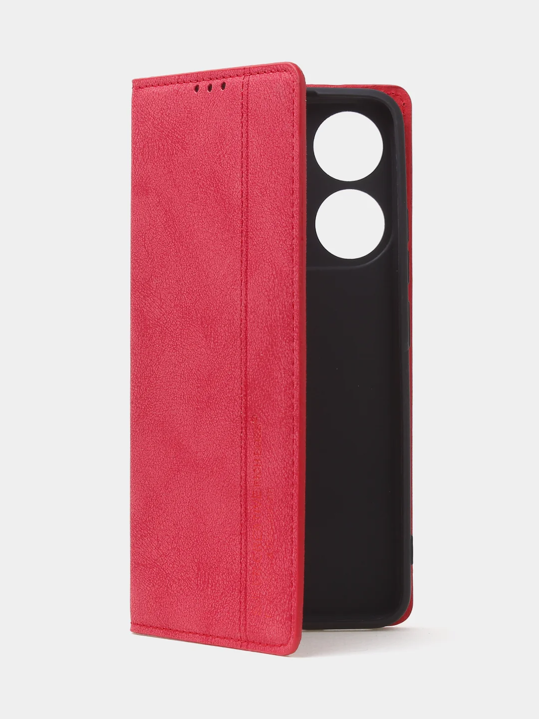 Красный чехол-книжка для Tecno Spark GO (2023) / Tecno Pop 7 / Pop 7 Pro из нубука Super Creative