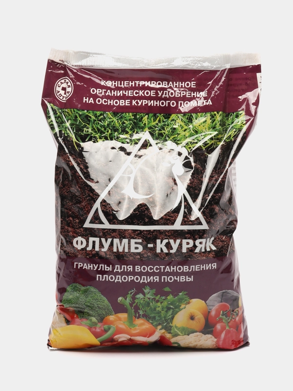 Органическое удобрение Флумб Куряк, гранулы для восстановления плодородия почвы, 1 кг