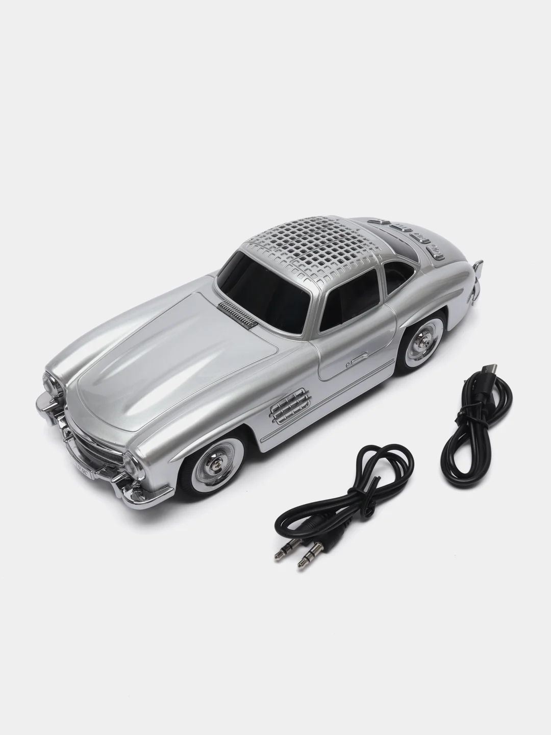 Серебряный bluetooth колонка в виде машины Classic Benz 300SL, 25x10x7 cm