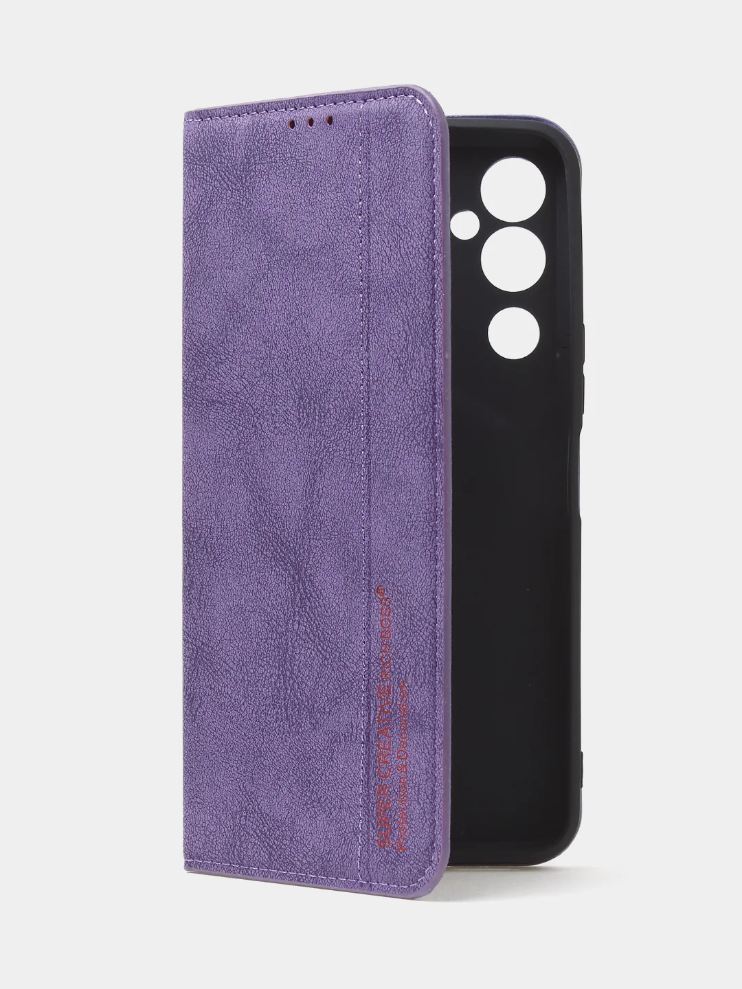 Фиолетовый чехол-книжка для Tecno Pova Neo 2 из нубука Super Creative