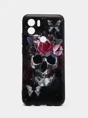 Тёмно-бордовый чехол для Xiaomi Redmi A1+/A2+/Poco C51 (Сяоми Редми А1 Плюс), с принтом