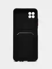 Черный чехол Samsung Galaxy A22 5G A22S Самсунг Галакси А22 с карманом для карт прозрачный