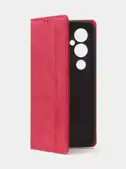 Красный чехол-книжка для Tecno Pova 4 Pro из нубука Super Creative