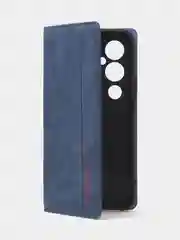 Синий чехол-книжка для Tecno Pova 4 Pro из нубука Super Creative