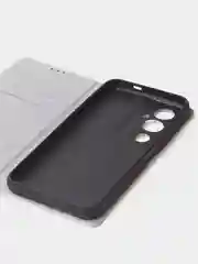 Тёмно-серый чехол-книжка для Tecno Pova 4 Pro из нубука Super Creative