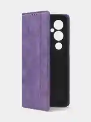 Фиолетовый чехол-книжка для Tecno Pova 4 Pro из нубука Super Creative
