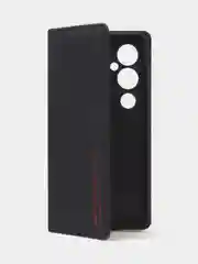 Черный чехол-книжка для Tecno Pova 4 Pro из нубука Super Creative