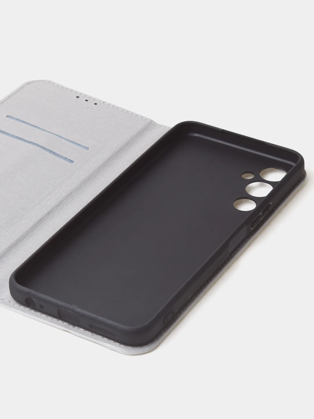 Тёмно-серый чехол-книжка для Tecno Pova 4 из нубука Super Creative