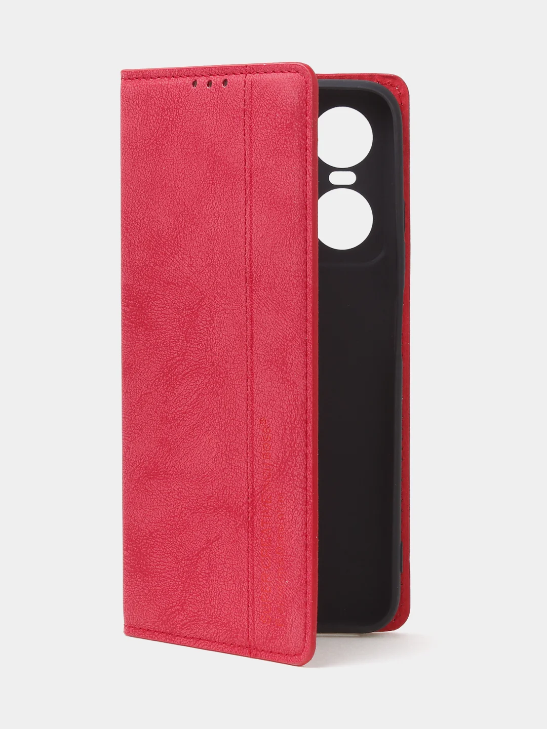 Красный чехол-книжка для Tecno Pop 6 Pro из нубука Super Creative