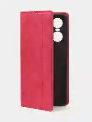 Красный чехол-книжка для Tecno Pop 6 Pro из нубука Super Creative